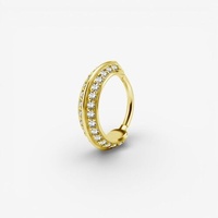 Gold Steel Conch Ring - Double Row Cubic Zirconia 16 Gauge - 12mm