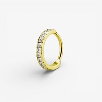 Gold Steel Conch Ring - Square Cubic Zirconia 16 Gauge - 12mm