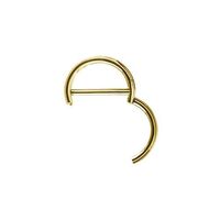 Gold Steel Double Hinged Nipple Clicker Ring 14 Gauge - 12mm
