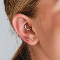 Gold Steel Septum Ring - Front Facing Premium Zirconia