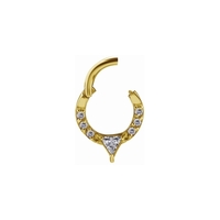Gold Steel Hinged Clicker with Premium Zirconia Front Facing - Triangle