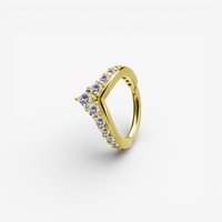 Gold Steel Hinged Ring  - Premium Zirconia Front Facing V shape