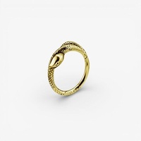 Gold Steel Hinged Ring - Snake