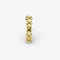 Gold Steel Hinged Ring - Pyramids and Spikes
