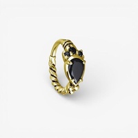 Gold Steel Hinged Ring - Vintage Pear