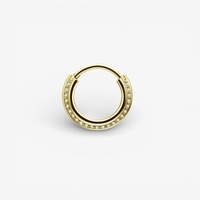 Gold Steel Septum Ring - Triple Slanted Cubic Zirconia 