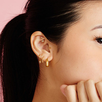Gold Steel Internal Thread Rook Bar - Premium Zirconia Eye 16 Gauge - 7mm
