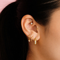 Gold Steel Internal Thread Rook Bar - Premium Zirconia Round 16 Gauge - 7mm