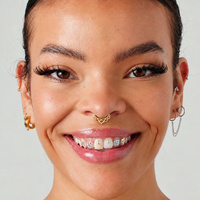 Gold Steel Oval Septum Ring Lotus Flower 16 Gauge - 6mm x 9mm