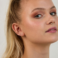 Gold Steel Septum Ring - Premium Zirconia 16 Gauge - 6mm