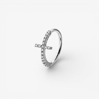 Surgical Steel Conch Ring - Premium Zirconia Cross 16 Gauge - 12mm
