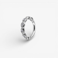 Surgical Steel Hinged Ring - Woven Band Premium Zirconia