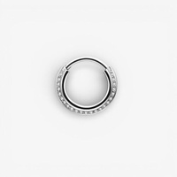 Surgical Steel Septum Ring - Triple Slanted Cubic Zirconia 16 Gauge - 8mm