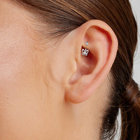 Surgical Steel Internal Thread Rook Bar - Premium Zirconia Butterfly 16 Gauge - 7mm