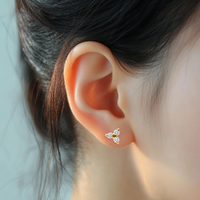 Gold Steel - Premium Zirconia - Trinity - 4mm Internal Thread Labret Attachment
