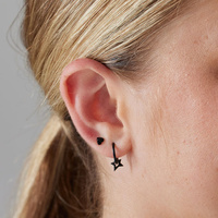 Black Steel Star Charm - Left Ear