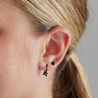 Black Steel Star Charm - Right Ear
