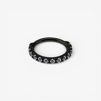 Black Steel Hinged Ring - Premium Zirconia Square