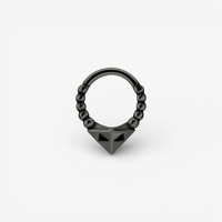 Black Steel Hinged Ring - Faceted Point Design
