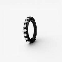 Black Steel Oval Rook Ring - Premium Zirconia