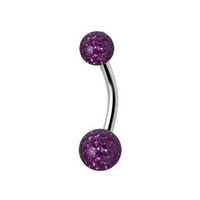 Surgical Steel Belly Ring - Epoxy Jewelled Balls