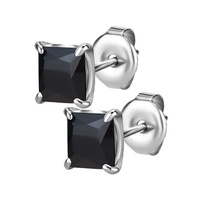 Surgical Steel Ear Studs - Square Cubic Zirconia