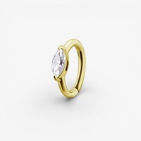 18K Gold Oval Rook Ring - Premium Zirconia 16 Gauge 5mm x 7mm
