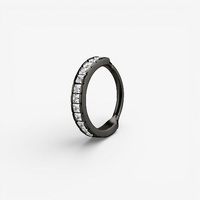Grey/Black Steel Hinged Conch Ring - Cubic Zirconia