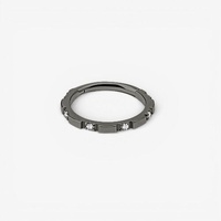 Grey/Black Steel Hinged Ring - Premium Zirconia Intervals