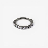 Grey/Black Steel Hinged Ring - Premium Zirconia Square Design
