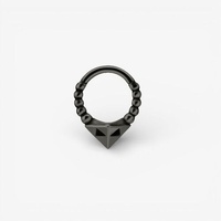 Grey/Black Steel Hinged Ring - Faceted Point Design