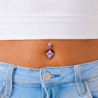 Titanium Internal Thread Belly Ring - Premium Zirconia Diamond Ball Cluster