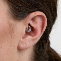 Surgical Steel Septum Ring - 5 Prong Cubic Zirconia Crown 16 Gauge - 6mm