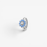 Nickel Free Cobalt Chrome Belly Ring - Premium Zirconia Flower