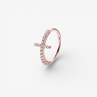 Rose Gold Steel Conch Ring - Premium Zirconia Cross 16 Gauge - 12mm