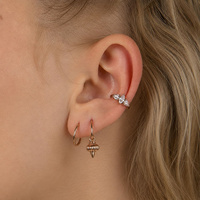 Rose Gold Steel Conch Ring - Pear and Marquise Cubic Zirconia 16 Gauge - 12mm