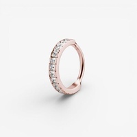Rose Gold Steel Conch Ring - Square Cubic Zirconia 16 Gauge - 12mm