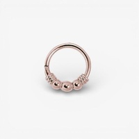 Rose Gold Steel Nose Ring - 3 Balls