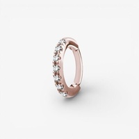 Rose Gold Steel Oval Rook Ring  - Premium Zirconia