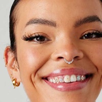 Rose Gold Steel Septum Ring - 7 Prong Cubic Zirconia Crown 16 Gauge - 8mm