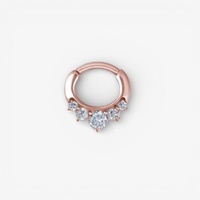 Rose Gold Steel Septum Ring - 5 Prong Cubic Zirconia Crown 16 Gauge - 6mm
