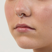 Rose Gold Steel Septum Ring - 12 Prong Cubic Zirconia Crown 16 Gauge - 8mm