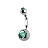 Titanium Double Jewelled Mini Belly Ring - 6mm Ball
