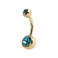 Zircon Gold Titanium Double Jewelled Belly Ring