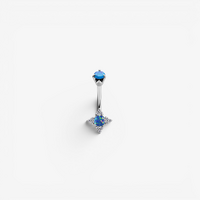 Surgical Steel Double Jewelled Belly Ring - Lab Created Opal 