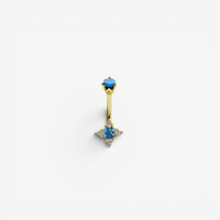 Gold Steel Belly Ring - Lab Created Opal