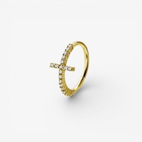 Gold Steel Conch Ring - Premium Zirconia Cross 16 Gauge - 12mm