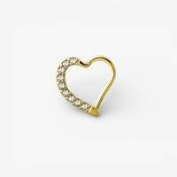 Gold Steel Heart Daith Ring - Premium Zirconia
