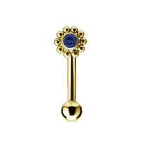 Gold Titanium Internal Thread Rook Bar- Premium Zirconia Ball Flower Cluster