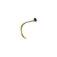 Gold Titanium Pigtail Nose Stud - Claw Set Premium Zirconia